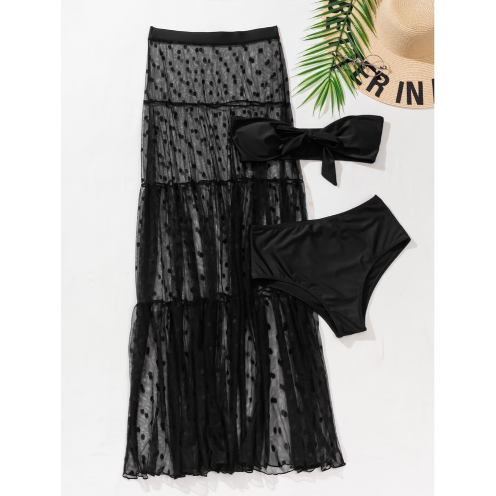 3 Piece Swimsuit Set in Black - Picture 4 of 14
